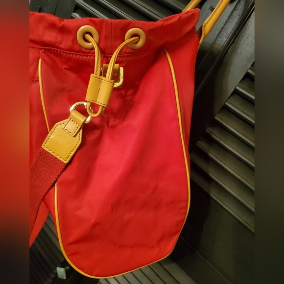 Tory Burch Red Crossbody Drawstring Nylon Tote - Picture 11 of 11